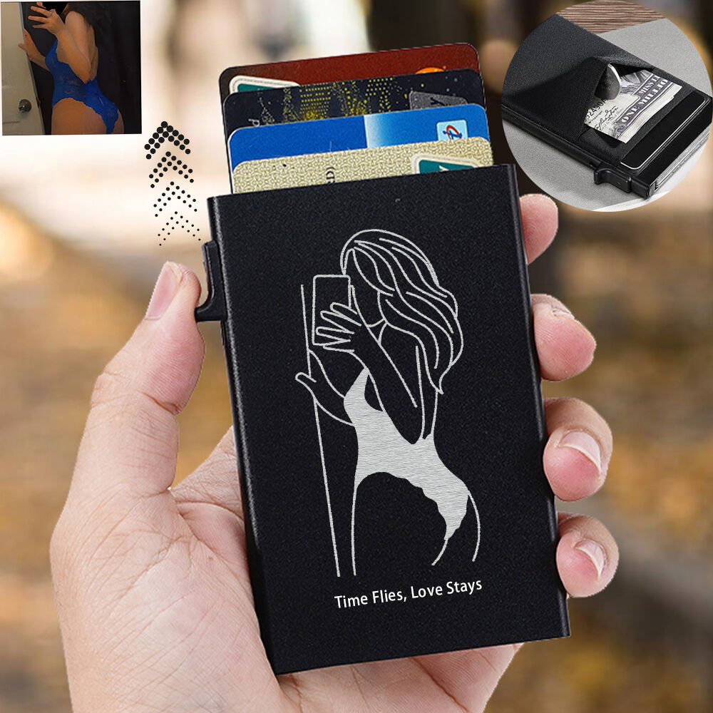 Personalized Pop up Card Holder Custom Line Photo Cute Gift for Boyfriend