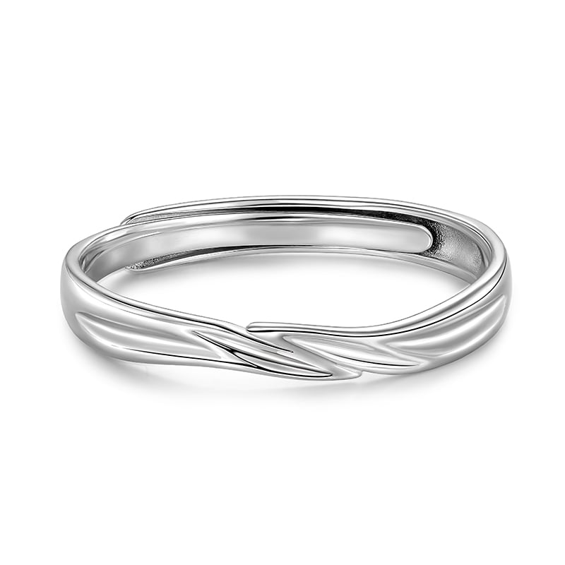 Jeulia Wave Line Design Men's Wedding Band Adjustable
