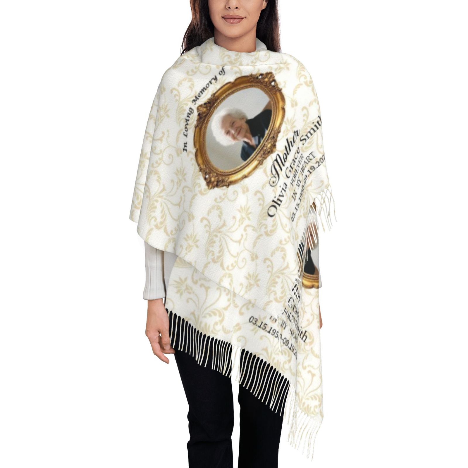 Custom Scarf with Photo of Grandma as a Souvenir Gift for Warm Memories for Christmas