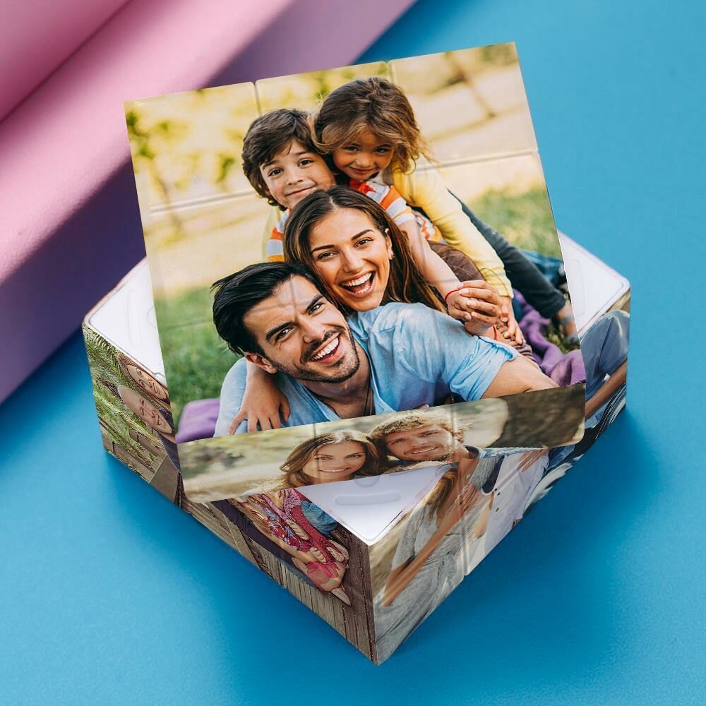 Personalisierter Fotowürfel Warmes Geschenk für die Familie