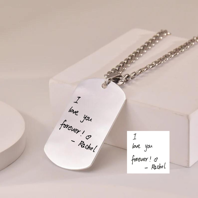 Personalized Dog Tag Necklace Customized Handwritten Photo Warm Gift