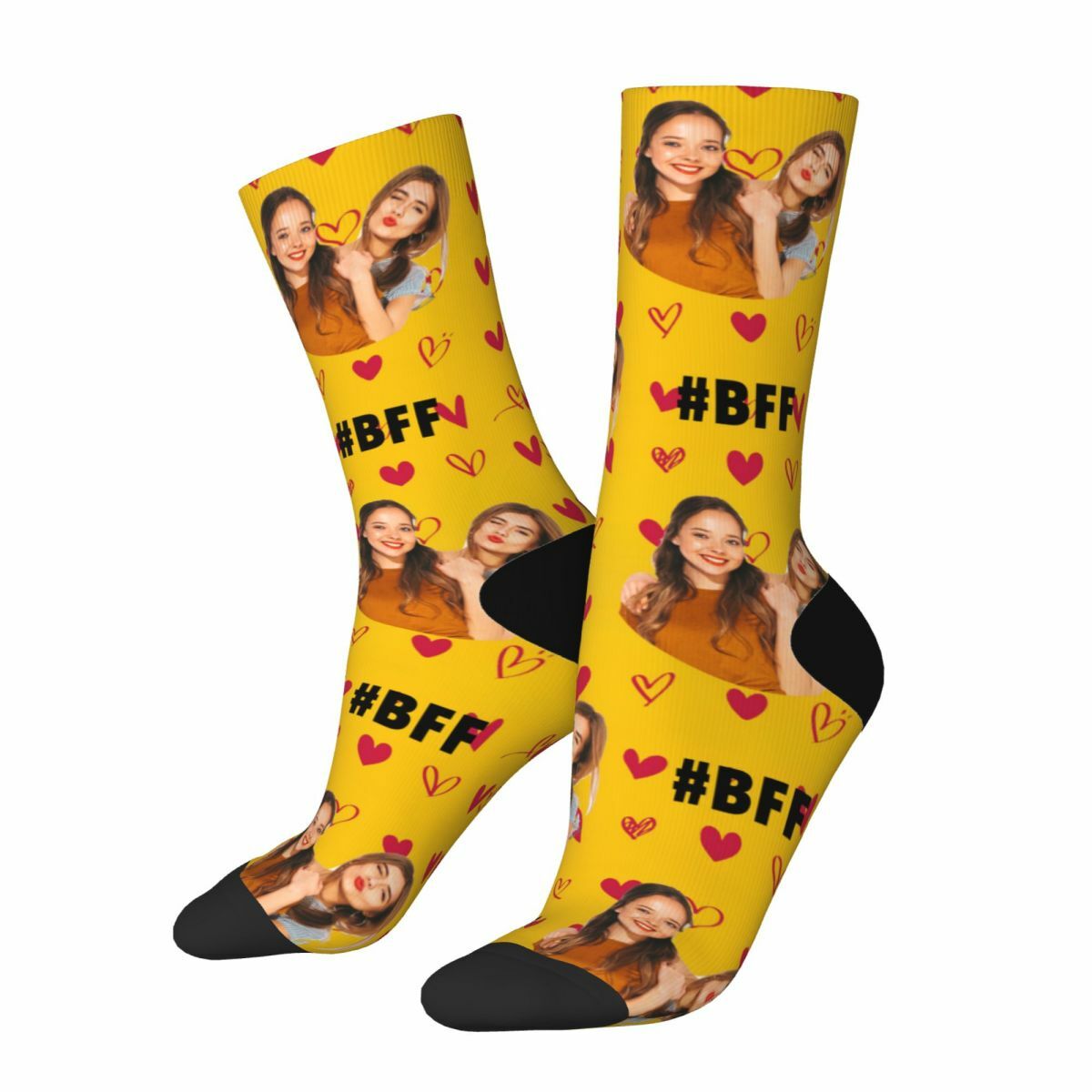 Custom Face Socks #BFF Add Multiple Photos as a Gift for Besties