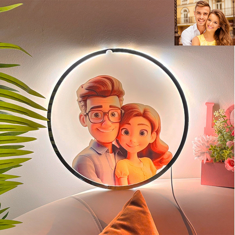 Personalized Cartoon Style Photo Night Light Romantic Gift For Valentine's Day