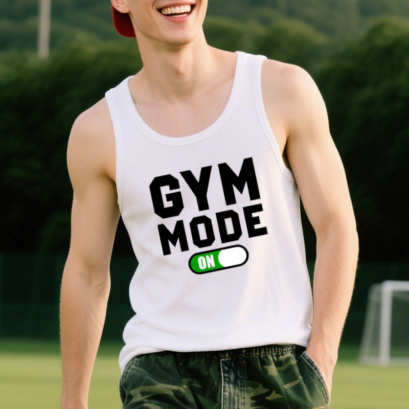 Personalized Tank Top Turn On Gym Mode Energetic Style Design Gift for Sport Lovers