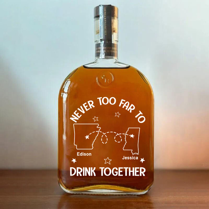 Personalized Name Whiskey Bottle with Country Outline Pattern Best Gift for Friends