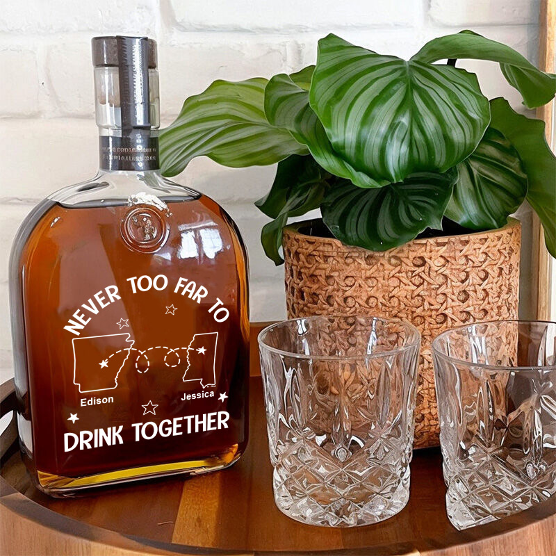 Personalized Name Whiskey Bottle with Country Outline Pattern Best Gift for Friends