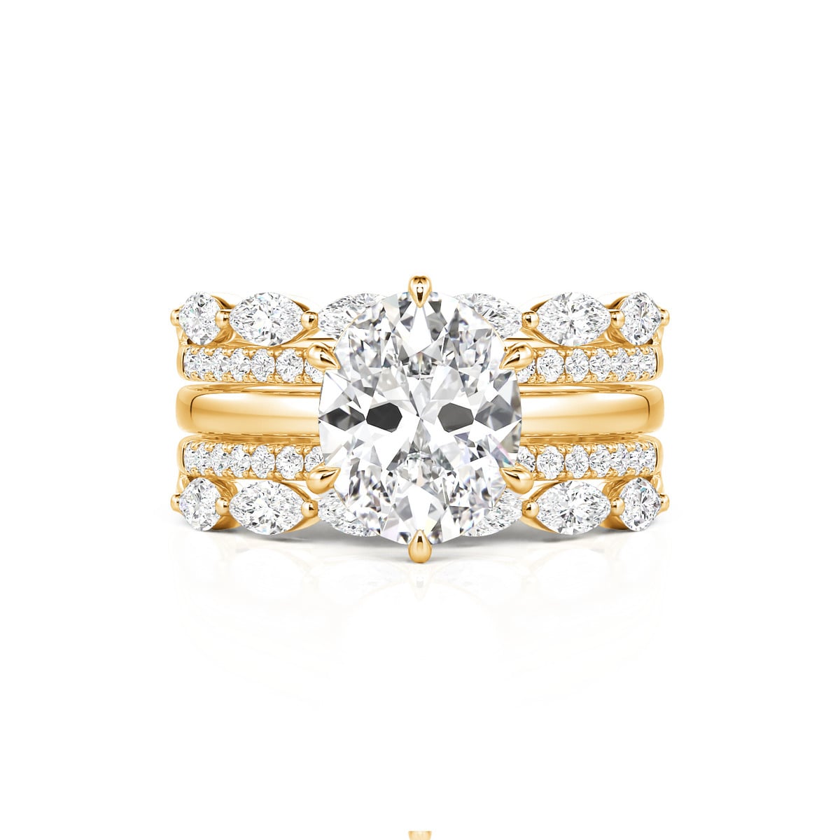 Jeulia Gold Vintage Oval Cut Bridal Gold Ring Set