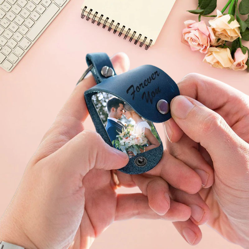 レザー ミニ 写真入れ 名入れ フォトフレーム キーホルダー