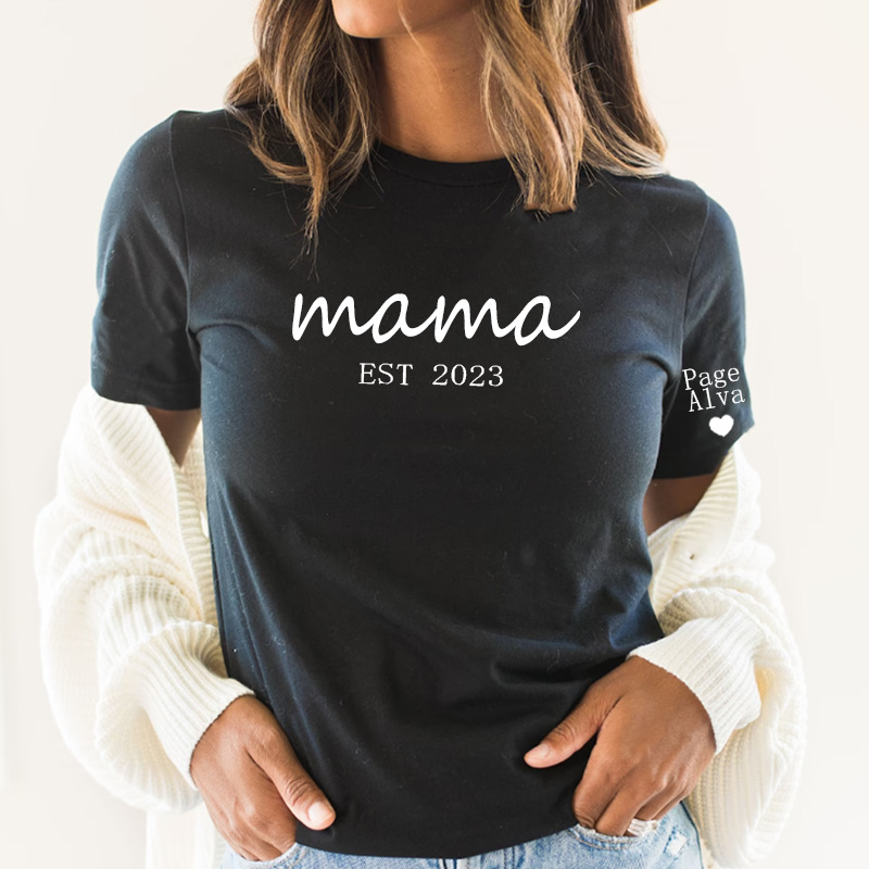 Camiseta mamá personalizada con nombre y fecha para la mejor mamá