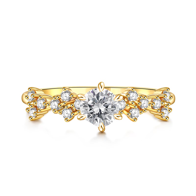 Jeulia Simple Engagement Ring Cluster Gold Sterling Silver
