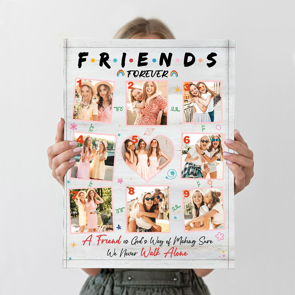 Personalized Picture Canvas Wall Art with Rainbow Pattern Beautiful Gift for Friend