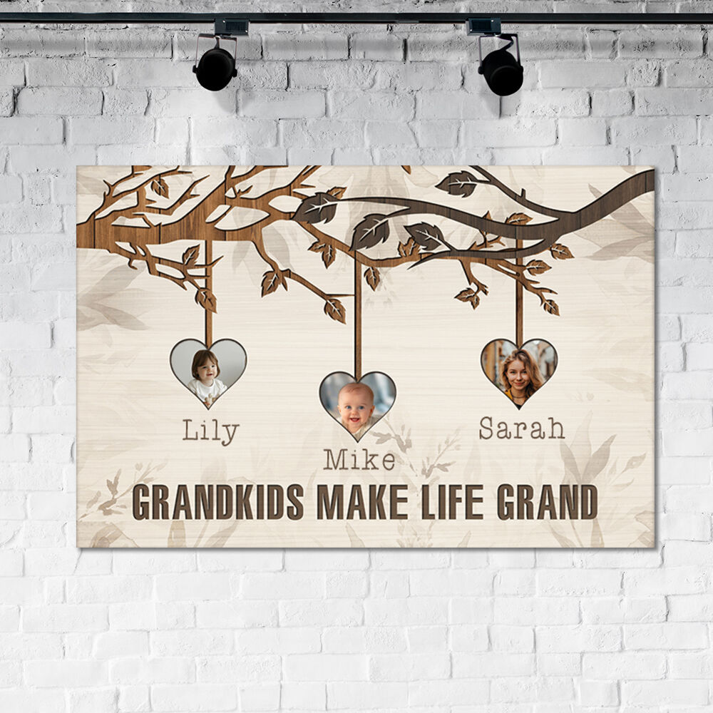 Personalized Picture Canvas Wall Art Heart Shaped Design Unique Gift for Family