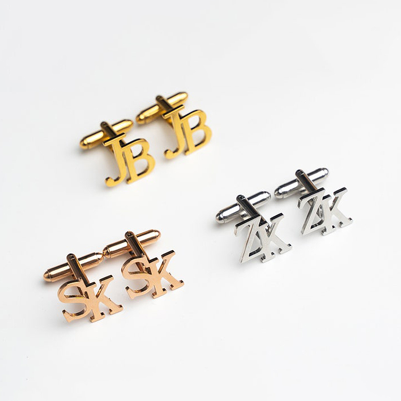 Personalized Custom Cufflink Initial Name Two Letters Design Precious Gift for Him Husband