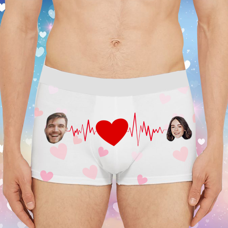 Boxer personnalisé avec photo pour homme avec motif électrocardiographique, cadeau spécial pour lui