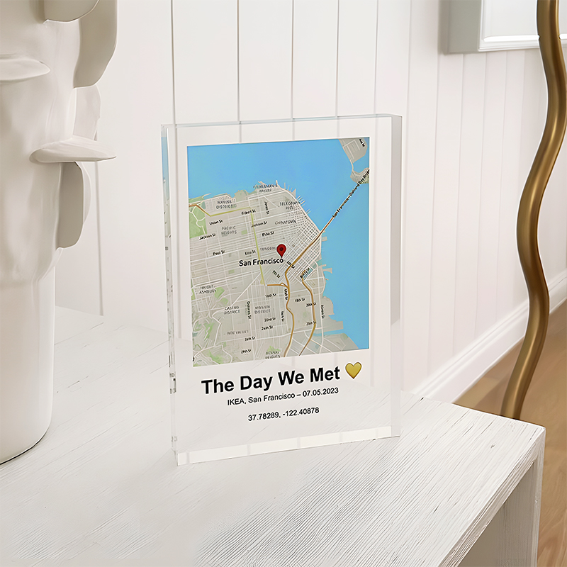 Personalized Acrylic Plaque The Day We Met Custom Map Design Creative Anniversary Gift for Couples