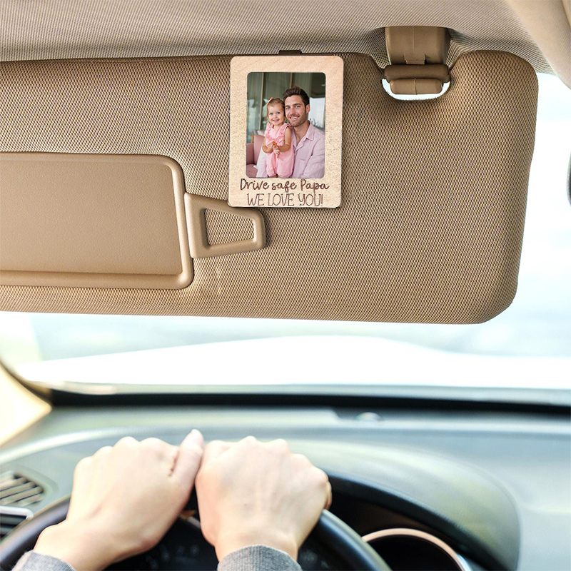 Personalized Car Visor Clip Custom Photo Father's Day Frame Gift for Dad