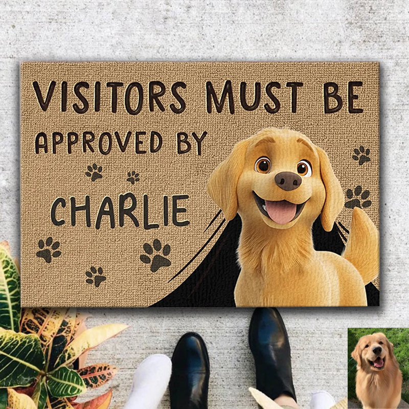 Personalized Pet Cartoon Style Floor Mat Cute Gift for Pet Owners