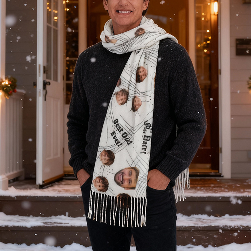 Custom Scarf with Face Photos the Perfect Father's Day Gift for Dad