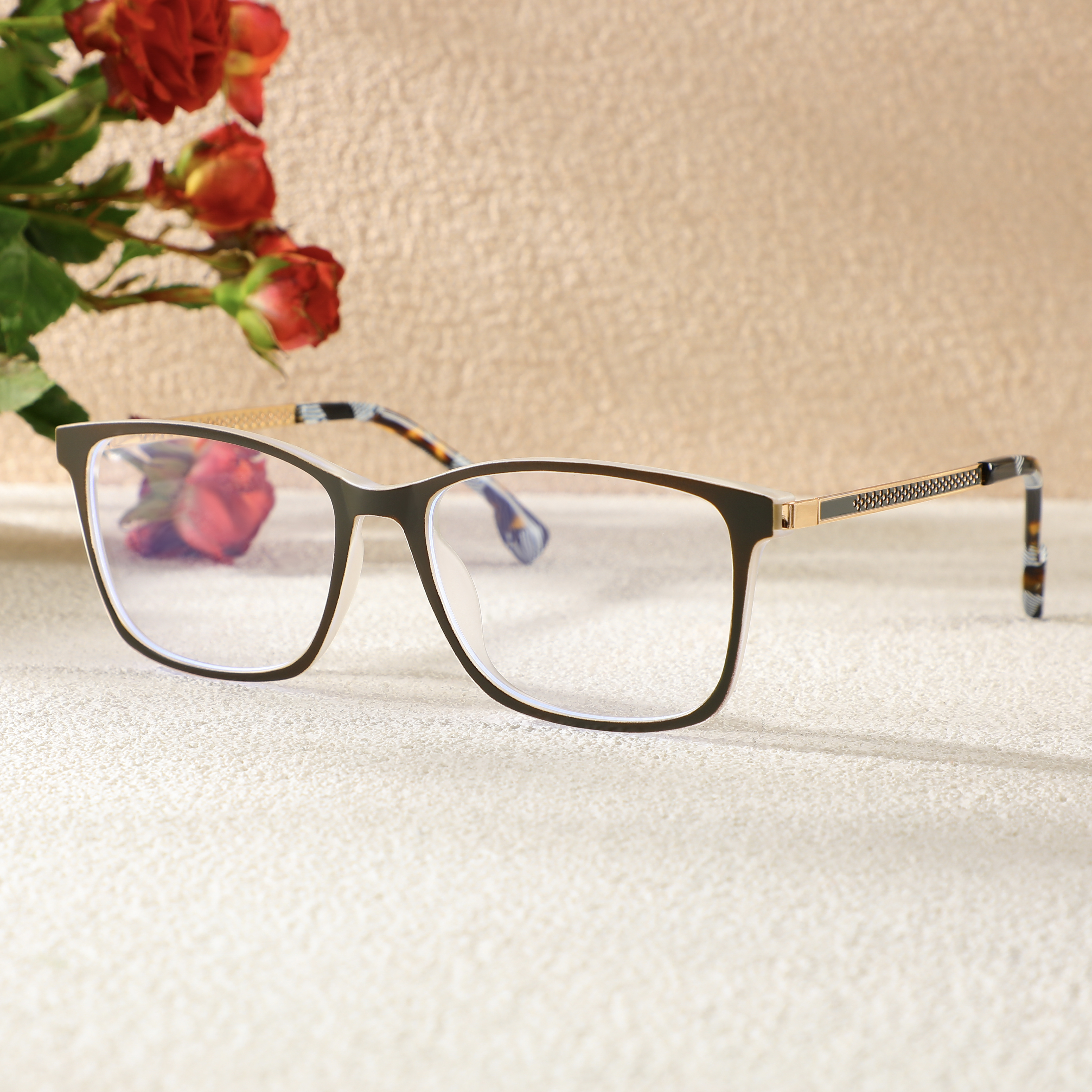 Charlotte Rechteckige Grüne Brille