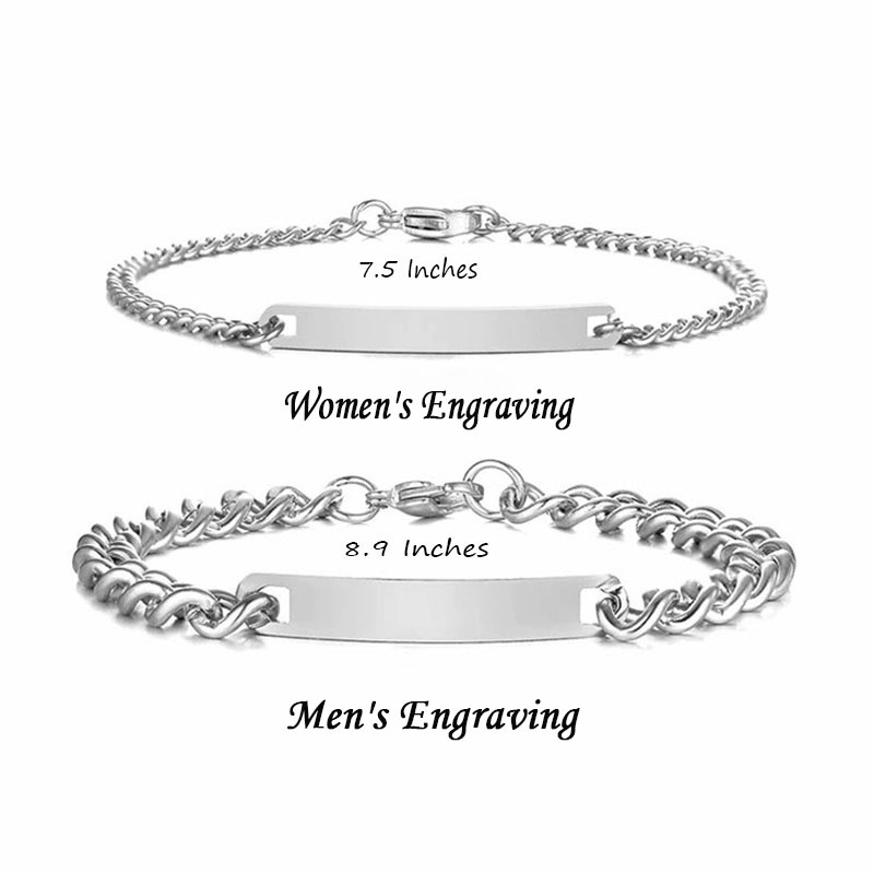 Personalized Engravable Bracelet Simple Design Style Sweet Gift for Couples