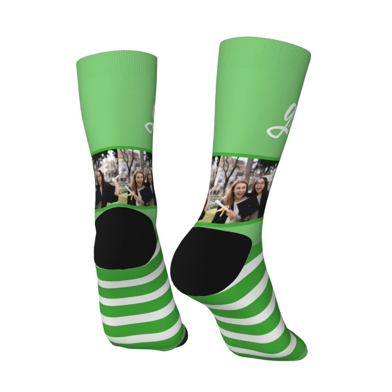 Custom Striped Face Socks 6 Colors Add Photo As Graduation Gift