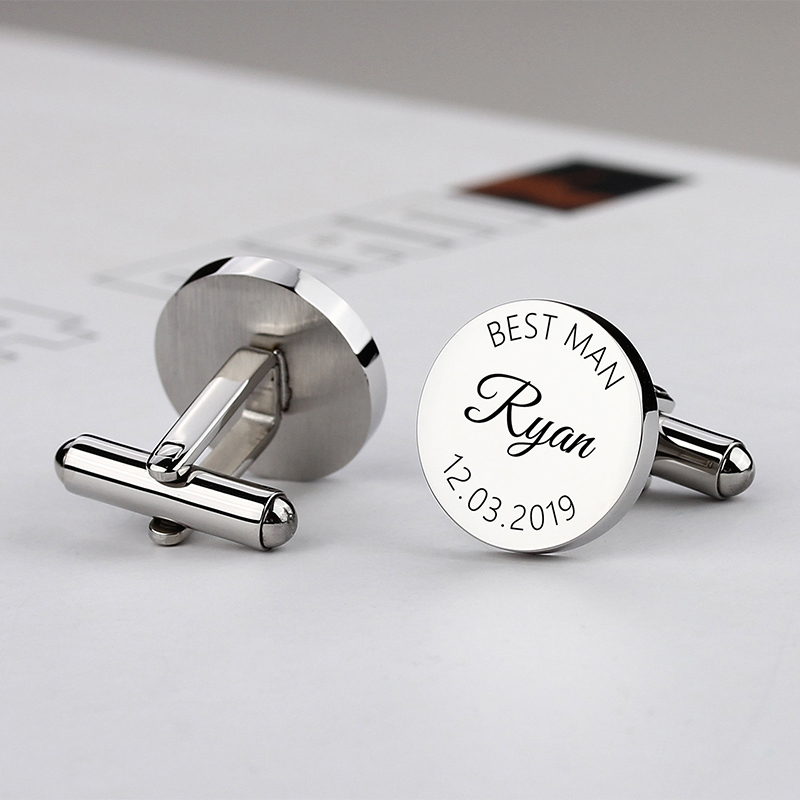 Personalized Custom Cufflink Best Man Engraved Box Optional Perfect Wedding Day Gift for Groomsmen
