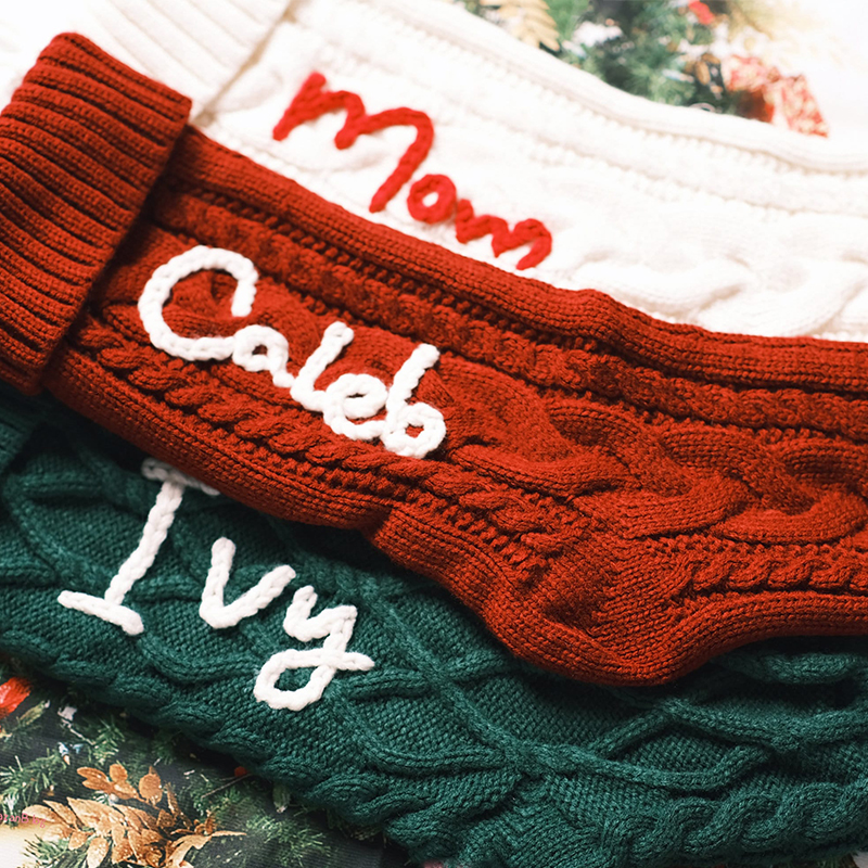 Personalized Knitted Christmas Stocking Custom Wool Names Christmas Decorations For The Family