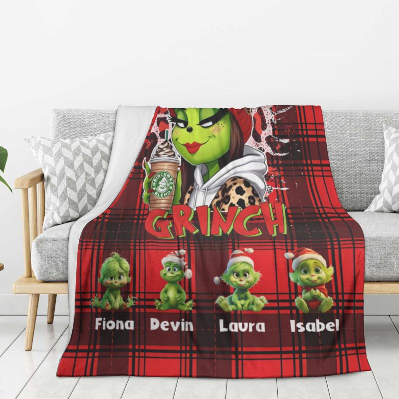 Personalized Name Blanket with Cool Figure Pattern Best Gift for Mom