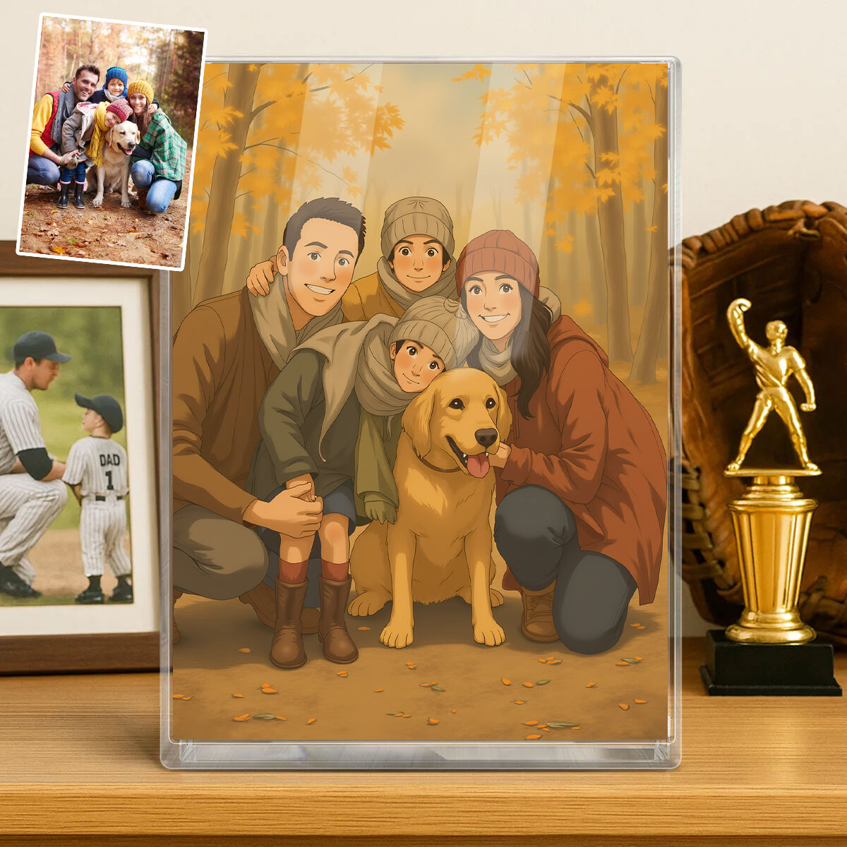 Personalized Ghibli Photo Style Acrylic Plaque Gift for Family