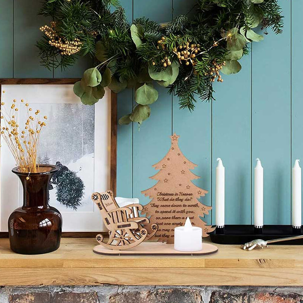 Custom Candle Holder Christmas in Heaven with Chair Memorial Gifts for Family Members