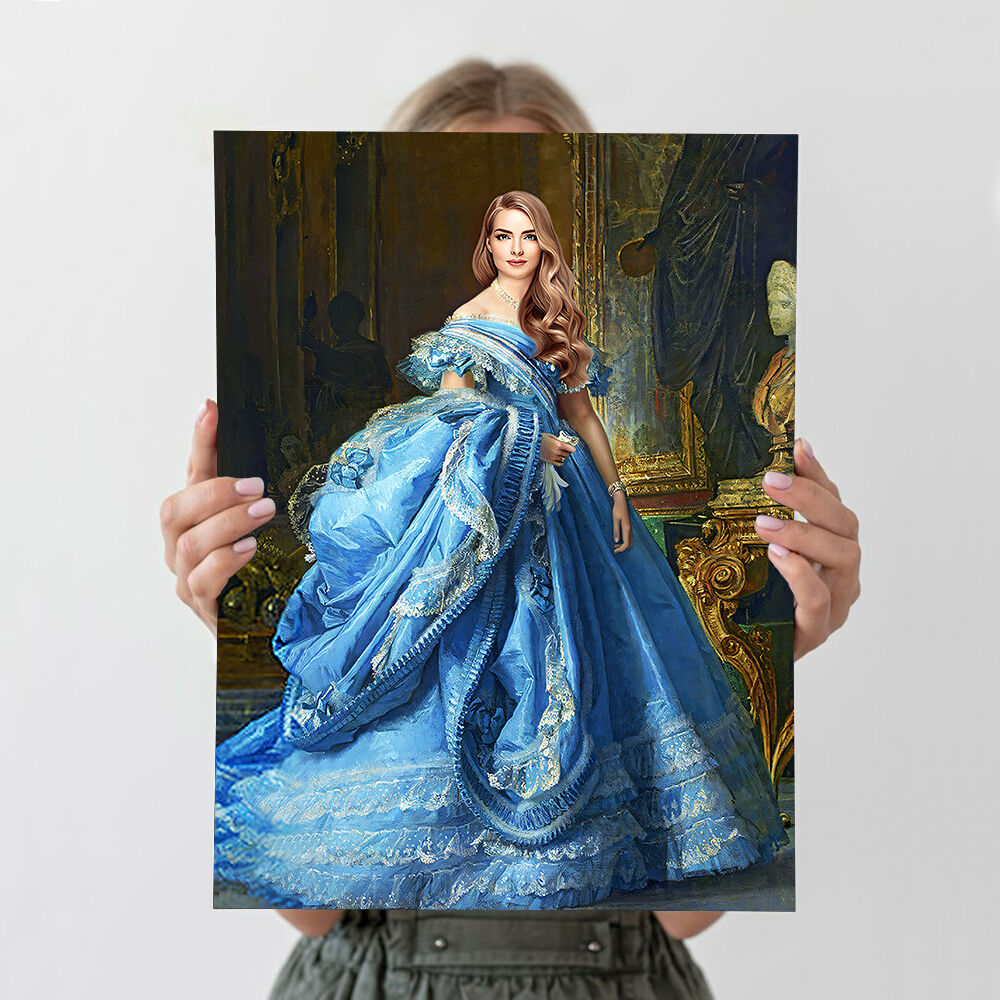 "The Sapphire Queen" Customized Head Photo Royal Frame as a Gift for Her