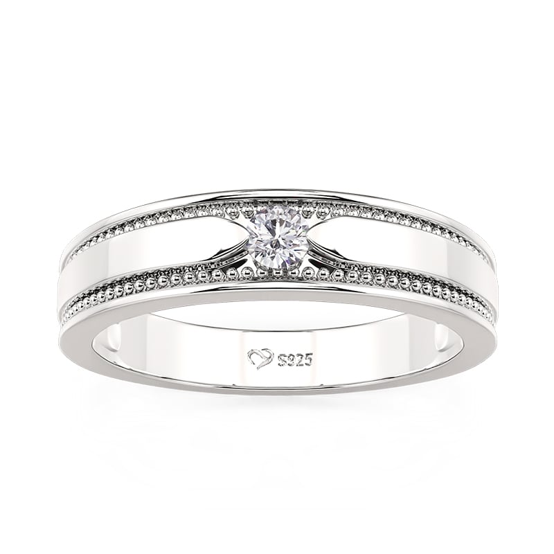 Jeulia Men's Wedding Band Milgrain Round Cut