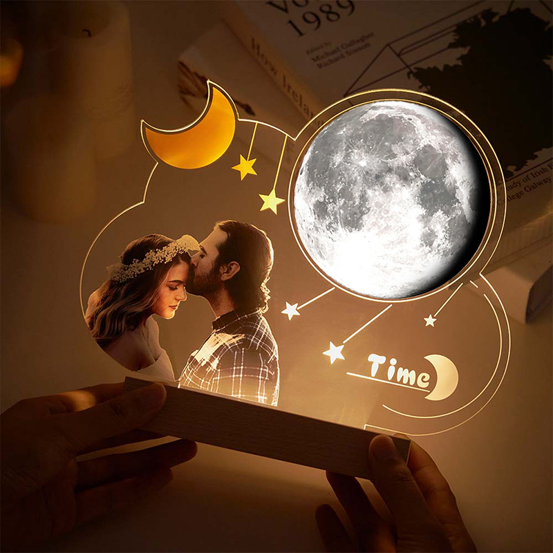 Personalized Picture Night Light with Star Pattern Romantic Gift for Sweet Couples
