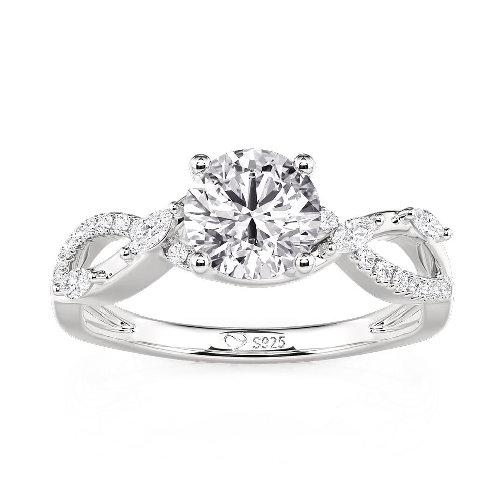 Jeulia Classic Twist Round Cut Pavé Engagement Ring