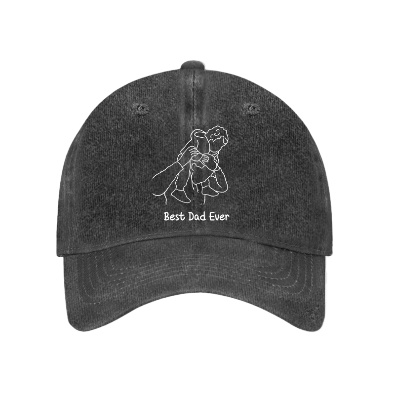 Personalized Hat Best Dad Ever Custom Picture Line Drawing Design for Father's Day