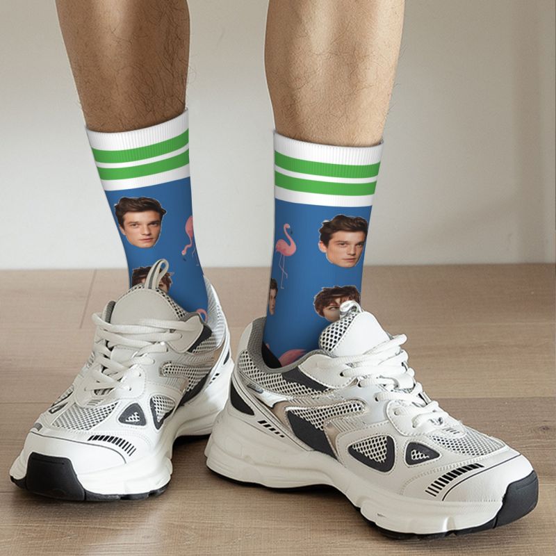 Calcetines faciales personalizados con estampado de flamencos de pareja