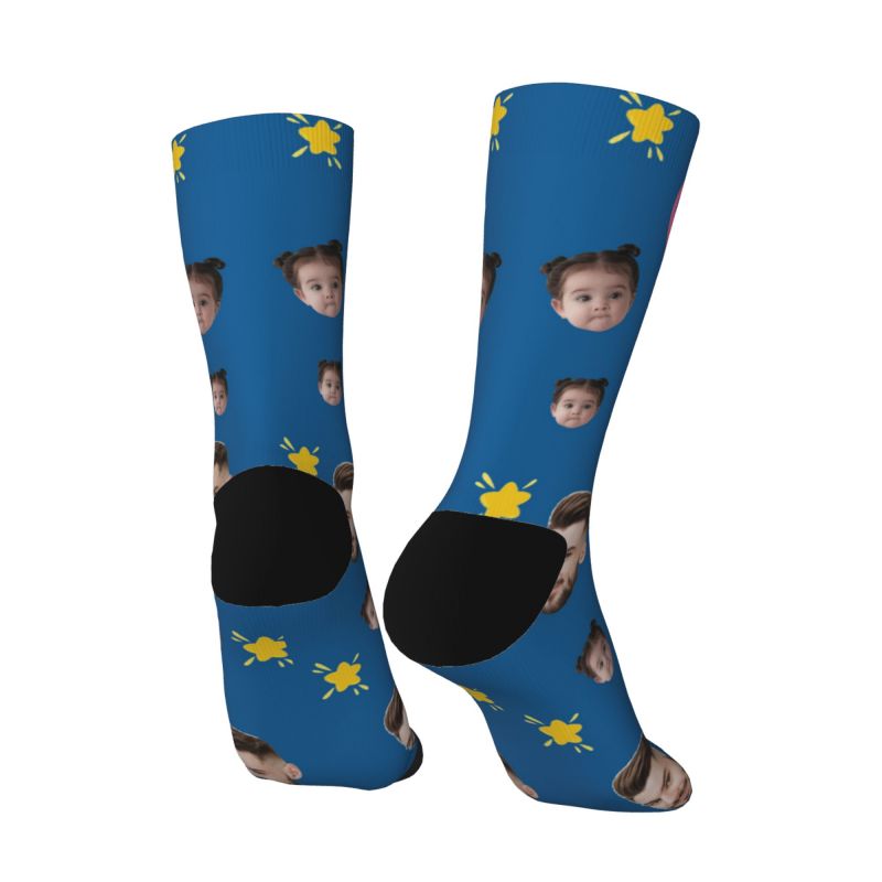 Customizable Face Socks Add 2 Photo Father's Day Gift