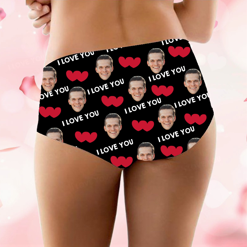 Gepersonaliseerd Vrouwenondergoed met Rood Hartpatroon Prachtig Cadeau voor Haar