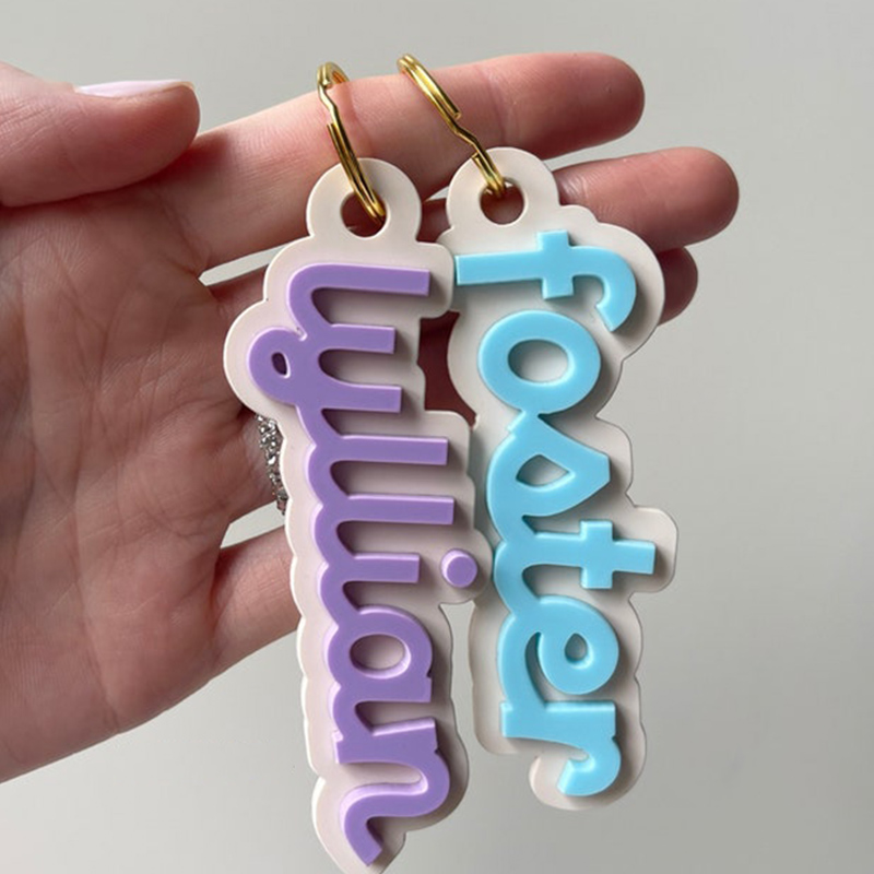 Personalized 3D Printed Keychain With Custom Name Simple Bag Pendant