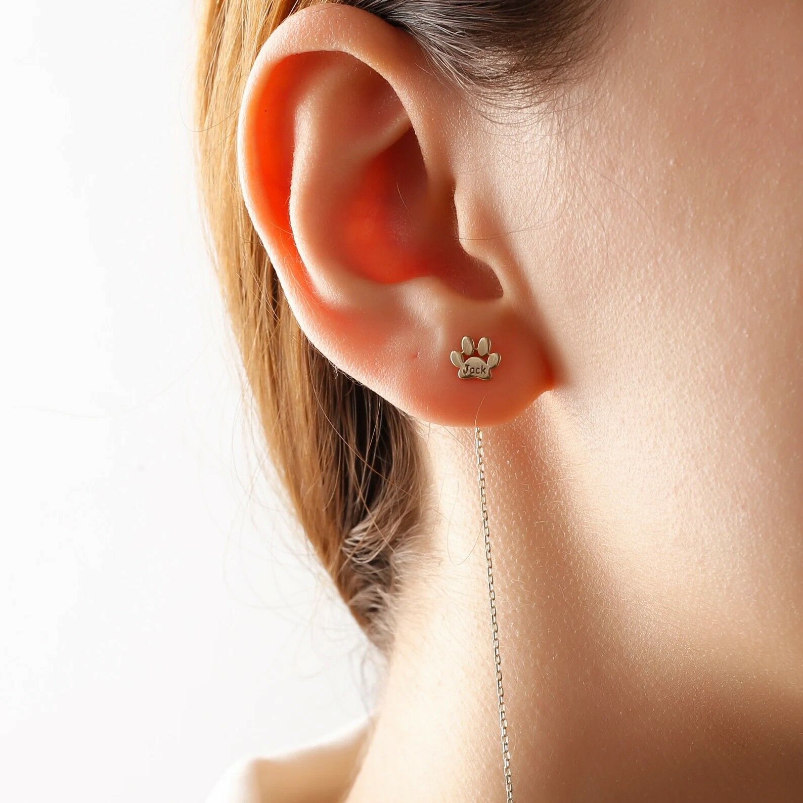 Personalized Pet Paw Ear Chain Gift For Pet Lovers