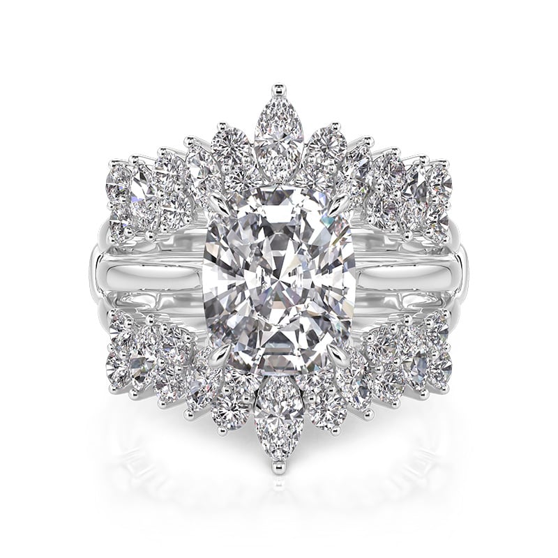 Jeulia Vintage Interchangeable Cushion Cut Bridal Ring Set Sterling Silver