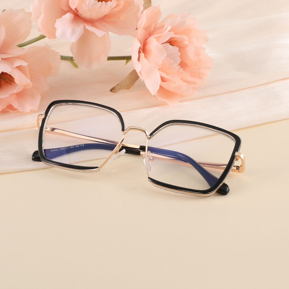 Deborah Geometric Black Clear Glasses