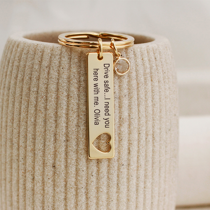 Personalized Keychain Drive Safe with Custom Message Birthstone Gift for Dad and Family