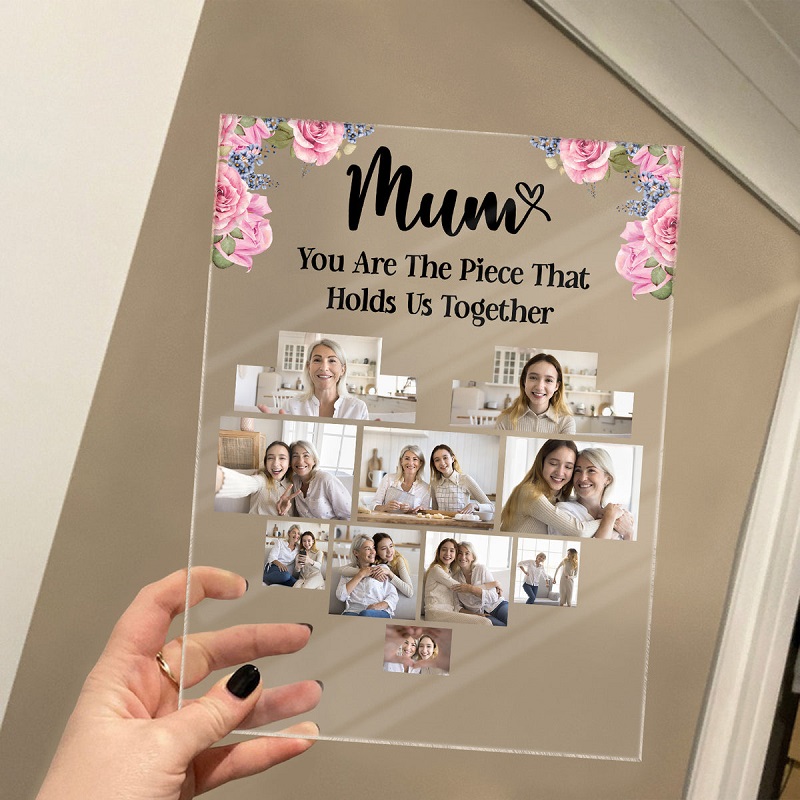 Personalized Acrylic Plaque Custom Heart Shaped Photos Perfect Gift for Mother's Day