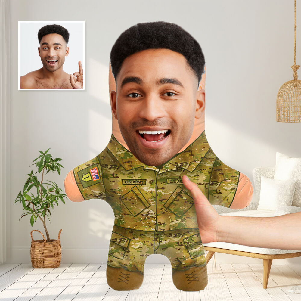 Custom Face Pillow US Combat Uniform Pillow Add Photo Gift for Him
