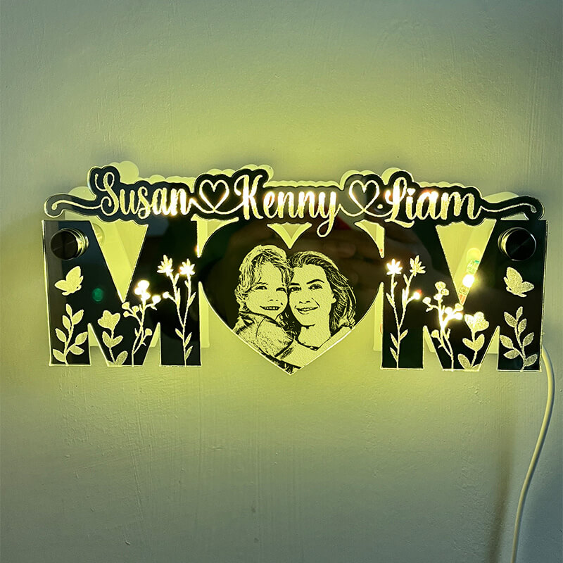 Personalized Mom Mirror Lamp Customized Photo Warm Mother's Day Gift