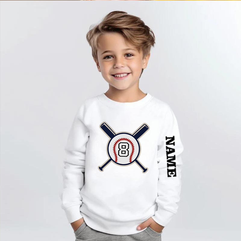 Personalized Kids Sweatshirts With Customized Name Tape Baseball Graphics For Sports Fanatics