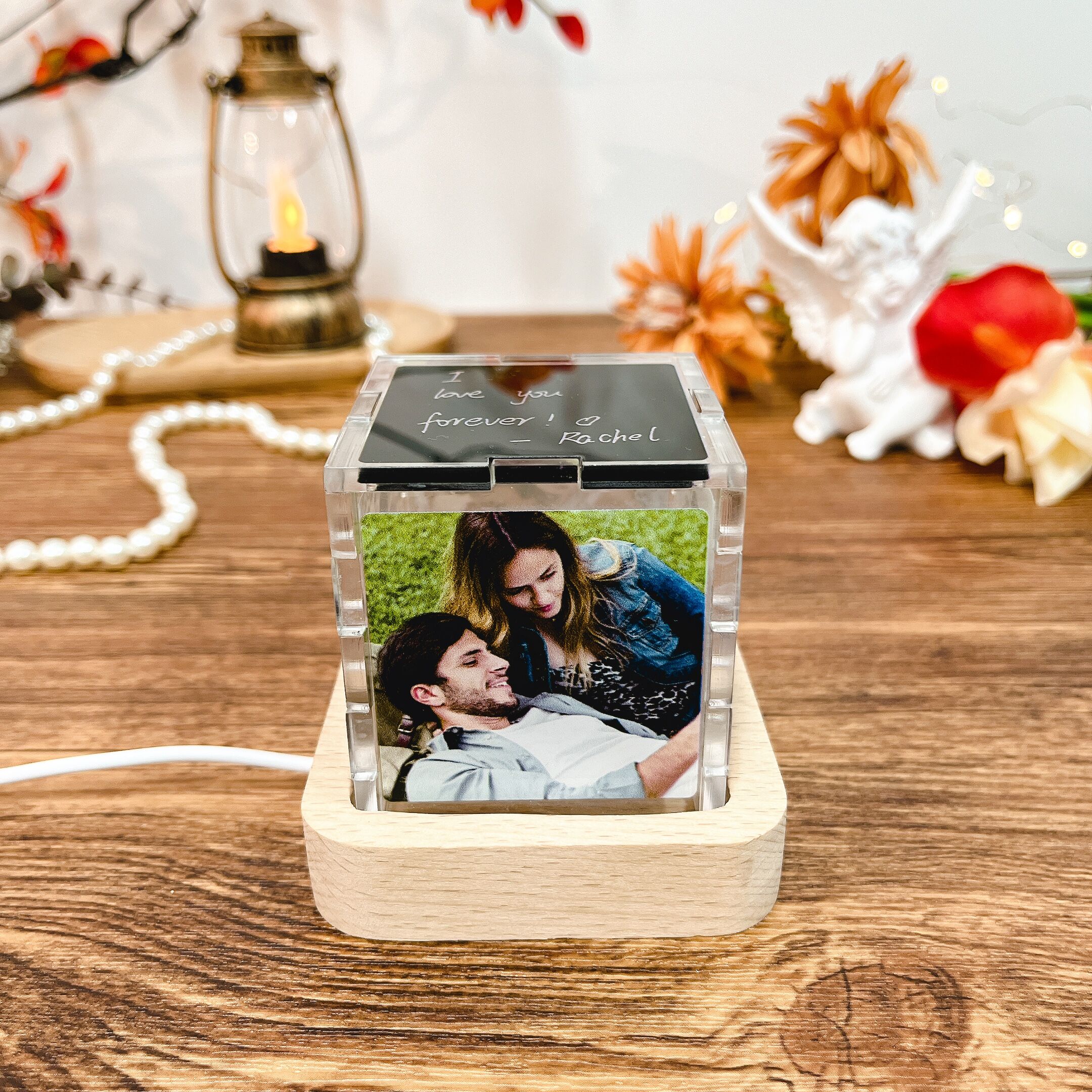 Cube Acrylique Photo Personnalisé Cadeau Précieux pour la Saint Valentin
