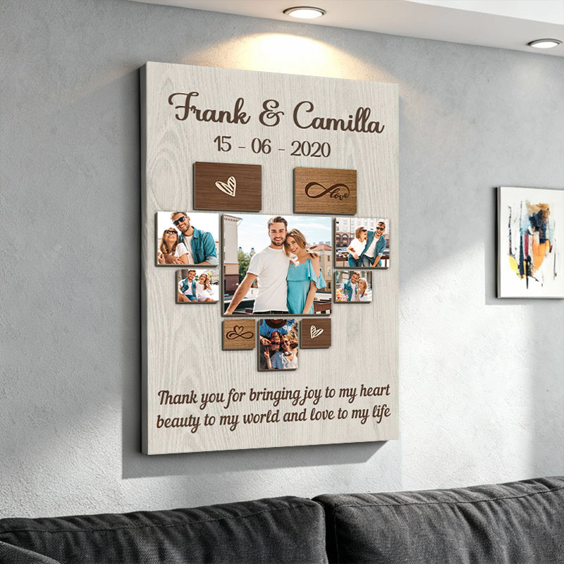 Personalisierte Wanddekoration aus Leinwand mit Bild Romantisches Geschenk für Paare