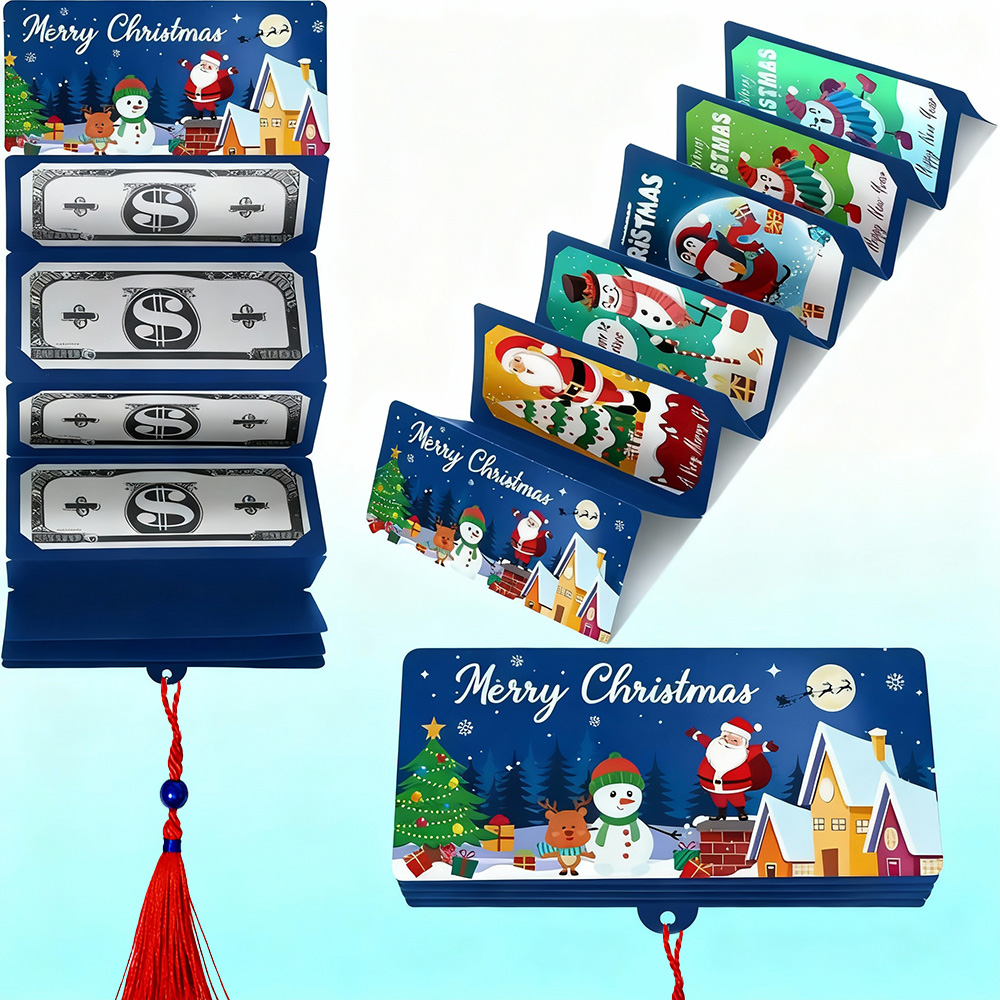 Santa Claus Dollar Bill 10-Slot Red Envelope Surprise Party Money Cash Box for Christmas